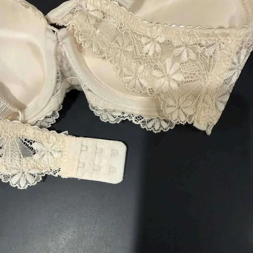 Women's Rene Rofe Wild Dream push- up lace bra 34B cream underwire lingerie - Picture 4 of 4